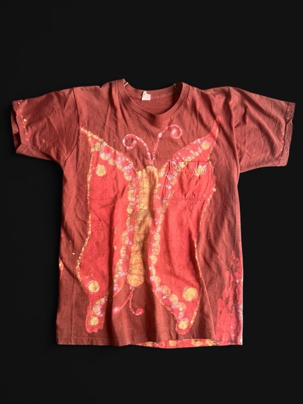 Vintage 1970’s Batik tie dye Butterfly t-shirt Fruit of the Loom made in USA Sm